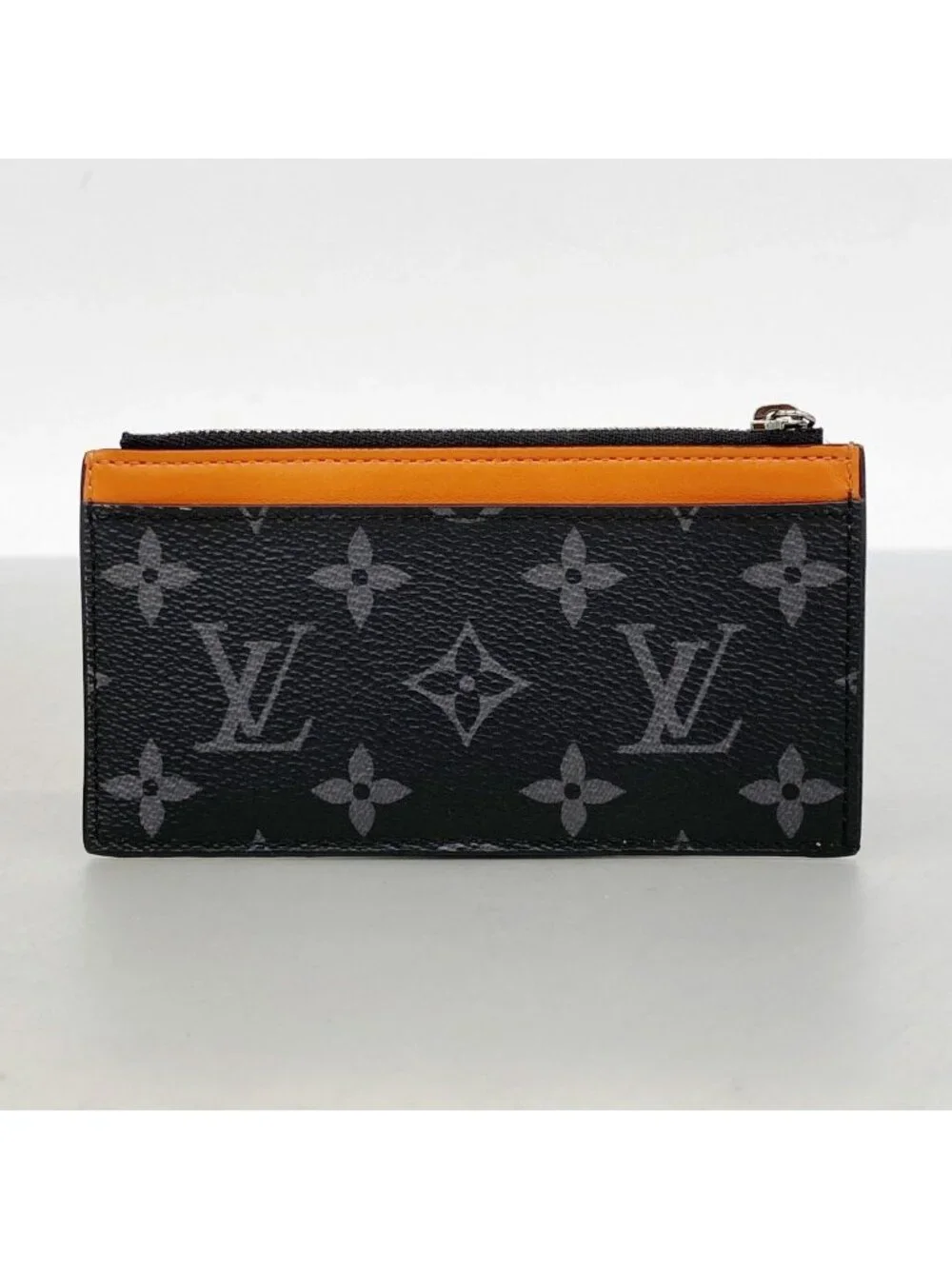 Louis Vuitton Coin Case Monogram Eclipse Card Holder Black Sunrise Orange